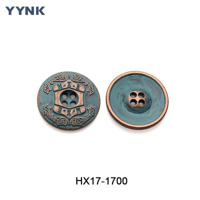 中国 20 Years Metal Factory Direct Sale Eco Friendly 4 Hole Buttons Custom Engrave Logo Zinc Alloy Round Sewing Buttons for Clothing 販売のため