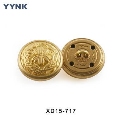 China Professional Factory Quality Assurance Custom shape Embossed Gold Brass Shank Button for Military Uniform Clothing Te koop