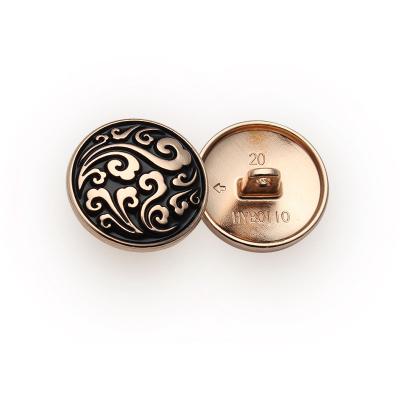 China Custom Fancy Clothing Accessories Antique Vintage Gold Color Metal Sewing Dome Shank Buttons for sale