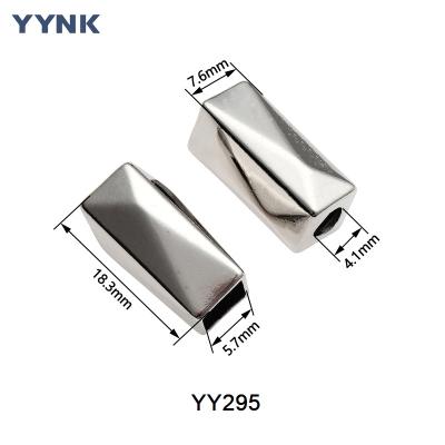 China 18.3mm Length Zinc Alloy Cord End Square Shape End Stopper with Engrave Brand Name Logo for sale