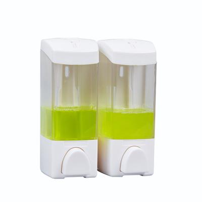 China Hotel Wall Mounted Double Soap Dispenser Shampoo Kitchen Shower Hand Sanitizer Liquid Liquid Soap Dispensers Manual for sale