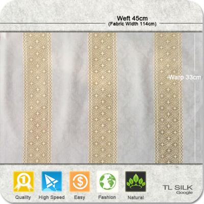 China Plain Silk Satin Gold Metallic Fabric With Stripe Design JOHARA for sale