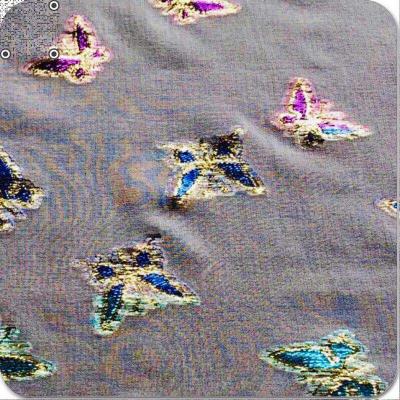 China Beautiful Metallic Colorful Butterfly Garment Silk Fabric for sale