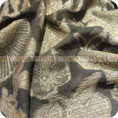 China Jacquard Yarn Dyed Silk Fabric With Foil (Black) for sale