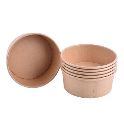 China 500ml Disposable Food Packing Crate Container Salad Bowl Custom Printing Paper Bowl With Lid for sale