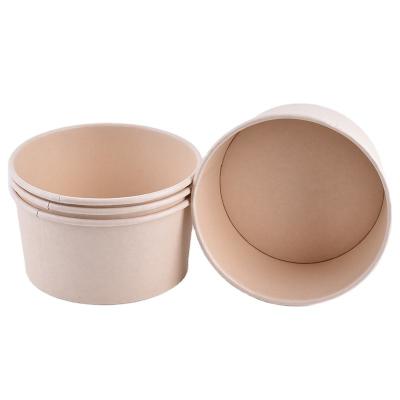 China Disposable 750ml Food Take Away Kraft Paper Salad Bowl With PET Lid Kraft Paper Bowl for sale