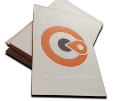 China Europe 600gsm Cotton Paper Card Letterpress Printing Orange Embossed Business Card for sale