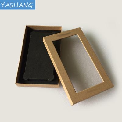 China Recyclable Full Color Printing Kraft Paper Phone Case Packaging With Clear Window Customized Jewelry Boxes for sale