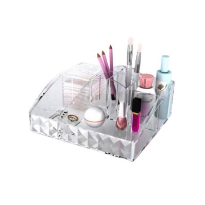 China 2021 Viable Hot Sale Makeup Storage Box Makeup Brush Cylinder Acrylic Lipstick Shelf for sale