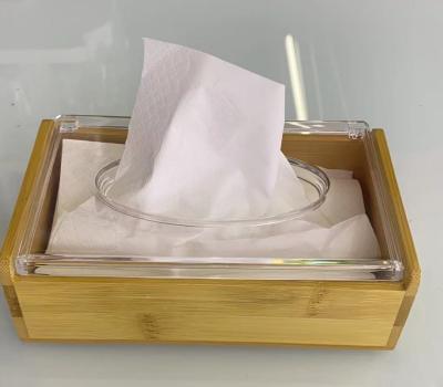 China Traditional Handmade Home Bamboo Napkin Holder Natural Eco - Friendly Bamboo Acrylic Tissue Box for sale