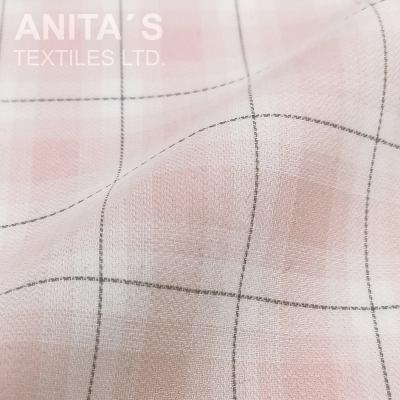 China High Quality Pure Cotton Fabric Shade Plaid in Pink Yarn Dyed Woven Dress and Shirting Linen for Spring/Summer for sale