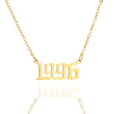 China CLASSIC 18 Gold 1980~2021 Year Necklace Small Anniversary Number Pendant Necklace for sale