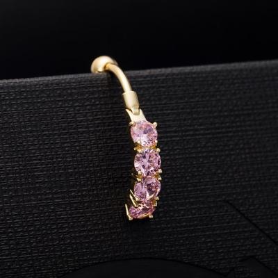 China Hiphop Surgical Steel Belly Zircon Piercing Clip On Belly Ring Body Jewelry for sale