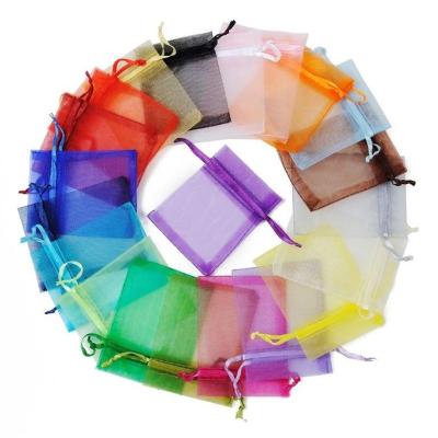 China 7x9cm 24 colors Logo Drawstring Gift Pouch Jewelry custom made Mesh Packaging Organza Bag JBAG814 for sale