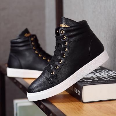 China All-match Sneaker Fashionable Casual Men Round PU Leather Velvet Shoes Inside Warm Winter Ankle Boots For Men for sale