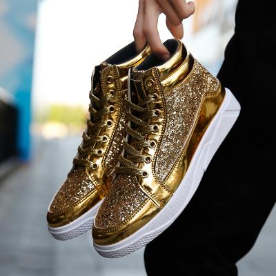 China 2022 Fashion Trend Size 38-48 Big Size 38-48 Silver Gold America High Cut Retro Youth Couples Prom Shoes Women Men Sneaker Skateboard Casual Shoes for sale