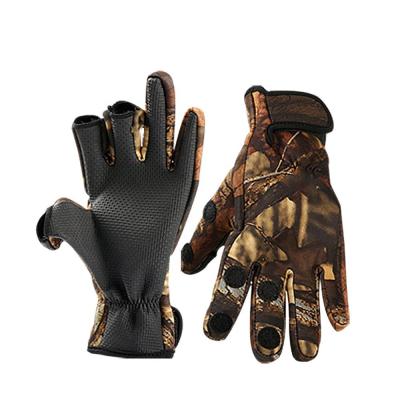 China Waterproof Outdoor Adjustable Neoprene Magic Strap Waterproof Fingerless Fishing Gloves for sale