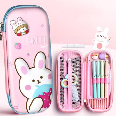 China Latest Factory Large Capacity 3d Cute Rabbit Eva Shell Zipper Stationery Box Stationery Bag Eco-friendly for sale