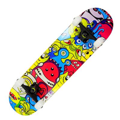 China Round Cover Bat Board Wholesale Cheap Durable 24 Round 31 Inch 7 Layer Maple Skateboard Bat Full Board Skateboard For Kids Beginner Teen for sale