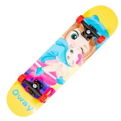 China Fashion Personality RTS Wholesale 24 Inch Round Cover Durable Luminous Non-slip PVC Wheels 7 Layers Maple Full Board Skateboard Skateboard for sale