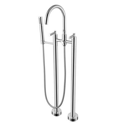 China Brass Free Standing Bath Shower Mixer Sliding Bar Floor Mounted Bracket Mounted Tub Filler Shower Mixer Free Standing Bathtub Faucet for sale