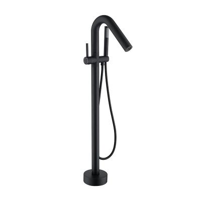 China Contemporary Bathroom Brass Free Mounted Single Handle Bathtub Faucet Floor Standing Bath Mixers Slide Bar Without Slide Bar 12kg for sale