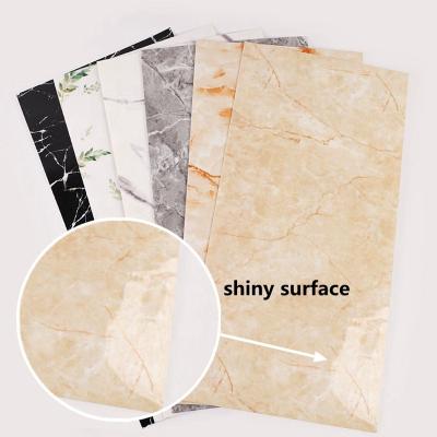 China Brick Wall Sticker 30x60cm Modern Marble Glossy Exterior PVC Wallpaper Self Adhesive Waterproof For Living Room Bedroom Bathroom for sale