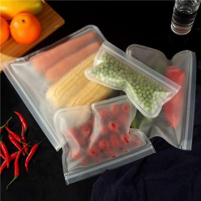 China Silicone Food Storage Holder Bag Fresh Bag Leakproof Containers Reusable Reusable Zippered Bag Viable for sale