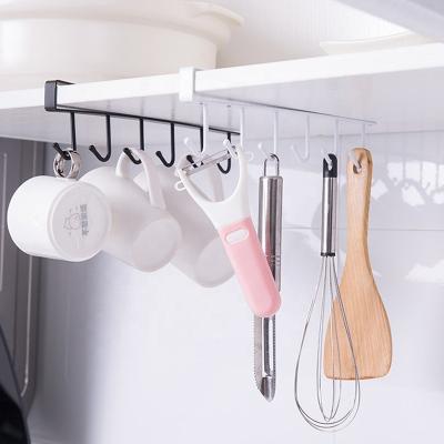 China Europe Cabinet Iron Storage Rack Hook Multifunctional Wardrobe Rack Kitchen Seamless Nailless Hook Hanger for sale