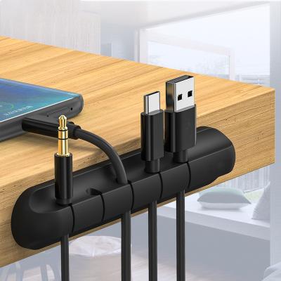 China Modern USB Cable Winder Organizer Silicone Holder Desk Tidy Management Clips Holder for Mouse Earphone Wire Organizer for sale