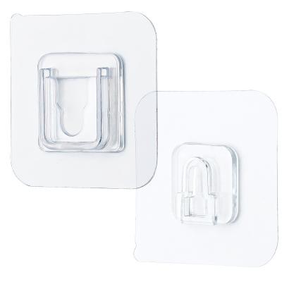 China Europe 1 Pairs Double Sided Adhesive Wall Hangs Double Sided Transparent Sucker Hook Universal Wall Hanger Suction Hook for sale