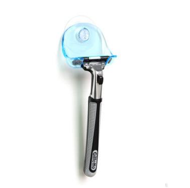 China Punch Free Bathroom Gray Shaver Holder Paste Installation Wall Mounted Toilet Room Suction Cup Suction Cup Hook Shaver Plastic Blue Shaver Holder for sale