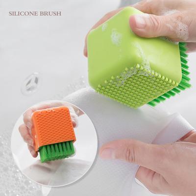 China Viable Silicone Cleaning Brush For Clothes Household Cleaning Multifunctional Non-slip Rubbing Brush Kitchen Supplies Instrument Tools for sale