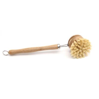 China 1pc Long Handle Eucalyptus+Sisal Wood Scrubber Creative Sustainable Creative Natural Pot Washing Machine Kitchen Multifunctional Cleaning Brush for sale