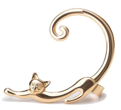 China Gold Cute Punk Cat Post Earring With Ear Cuff Rock Charm Fashion Animal Stud Earring For Women Men LYT030 for sale