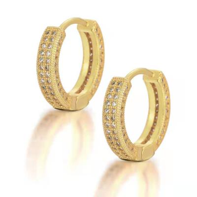 China Trendy Crystal Huggie Cross Hoop Women Earring Fashion Gold Earring Diamond Zircon Jewelry Earrings for sale