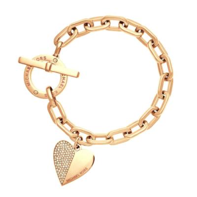 China Eco Women Stainless Steel Heart Charm Bangle Chain Bracelet Gold Silver Jewelry SP768 for sale