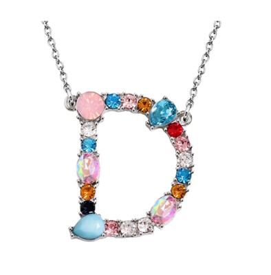 China Eco-friendly letter-chain pendant with diamond women's chocker initial letter necklace jewelry necklace F373 for sale