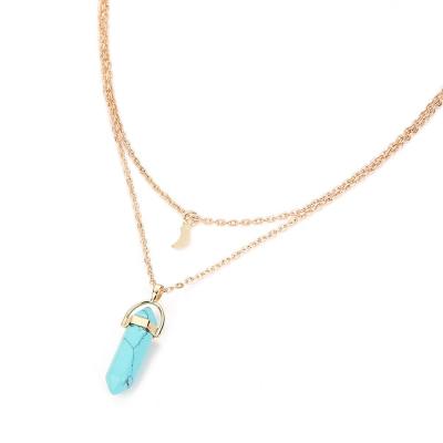 China Hot Blue Color Pendant Necklace Fashion Necklace Natural Stone Jewelry For Women KC349 for sale