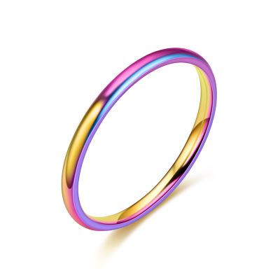 China TRENDY 2mm Stainless Steel Thin Popular Jewelry Couples Ring Sweet Ring For Women And Men Y358 for sale