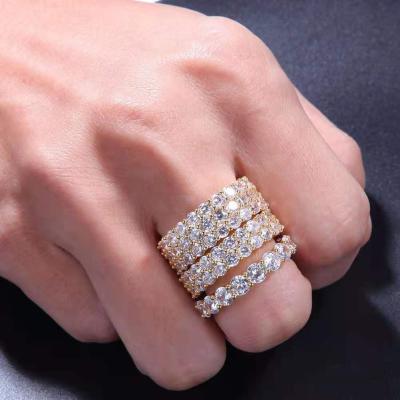 China Latest TRENDY Hiphop Design Iced Out 1 Row Tennis CZ Diamond Ring Rock Jewelry Custom Ring For Men for sale