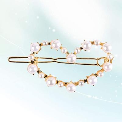 China Cute Heart Shape Hair Pins Hair Pin Side Hair Clip Alloy Pearl For Girls Women Ladies Jewelry for sale