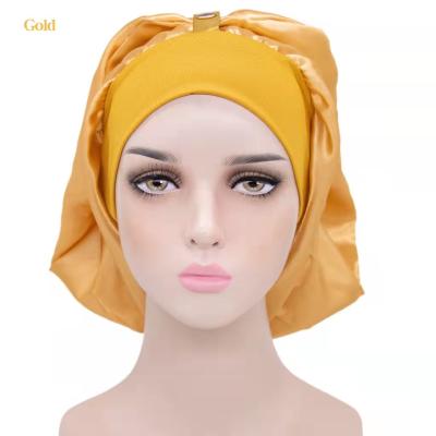 China High Quality Fashion Custom Sleep Cap Satin Long Hair Hood With Snap for sale