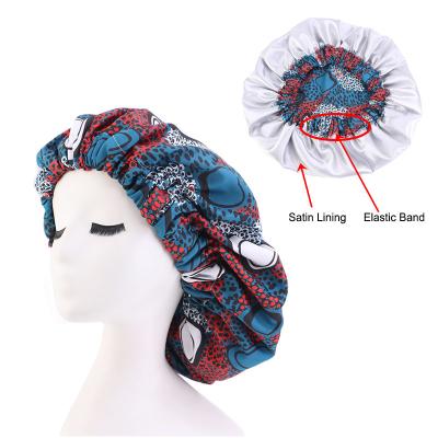 China Fashion Pattern Large Size African Satin Striped Designer Double Layer Sleep Wave Women Bonnet LY594 for sale