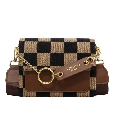 China Other Checkerboard Mini Fabric Flap Crossbody Sling Bags For Women 2022 Design Luxury Handbag Brand Shoulder Bag Simple Handbags for sale