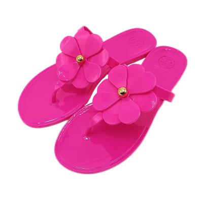 China Cushioning TB Sandals With Two Types In2022 Flower Ladies Flower Jelly Thong Sandal Outdoor Pvc Wholesale Luxury Sandals for sale