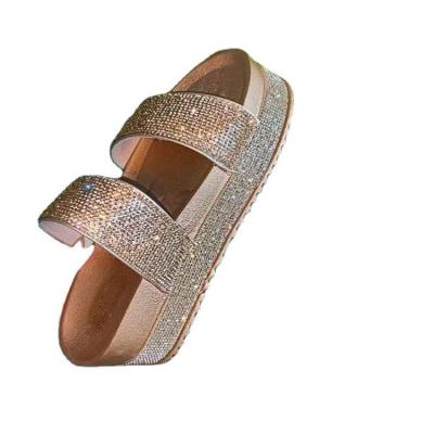 China Shining Fashion Trend Fashion Shoes 2020 Comfortable Sexy Ladies Slippers Rhinestone Slippers For Women Pantshoes Slippers for sale