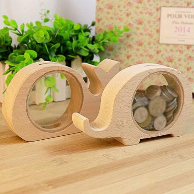 China New Wooden Wooden Acrylic Animal Shapes Phone Booth Money Saving Piggy Bank For Kids Gift Decoration Home Office Ornaments for sale