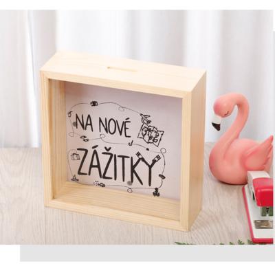 China Adventure Wooden Funds Shade Box Frame Display Case Money Savings Travel Funds Box White Decorative Wooden Storage Box for sale