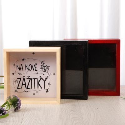 China Wooden Room Decor Honeymoon Funds Wedding Sublimation Shade Money Saving Gift Box for sale